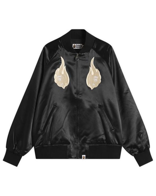 A Bathing Ape Black Skeleton Logo Souvenir Jacket for men