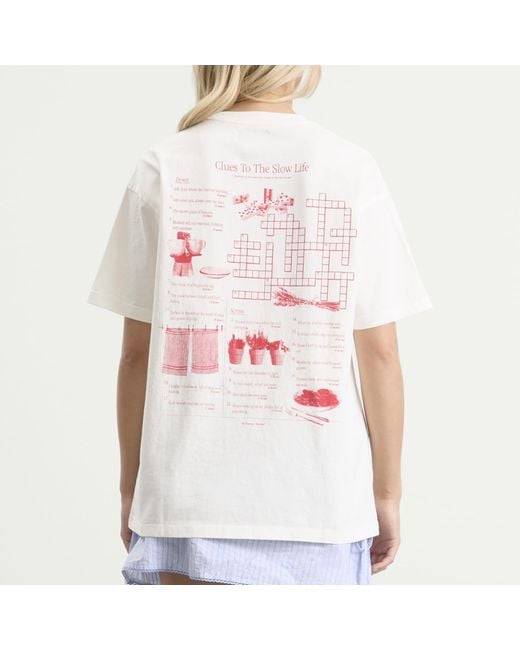 Damson Madder Natural Slow Life Crossword Graphic T-Shirt