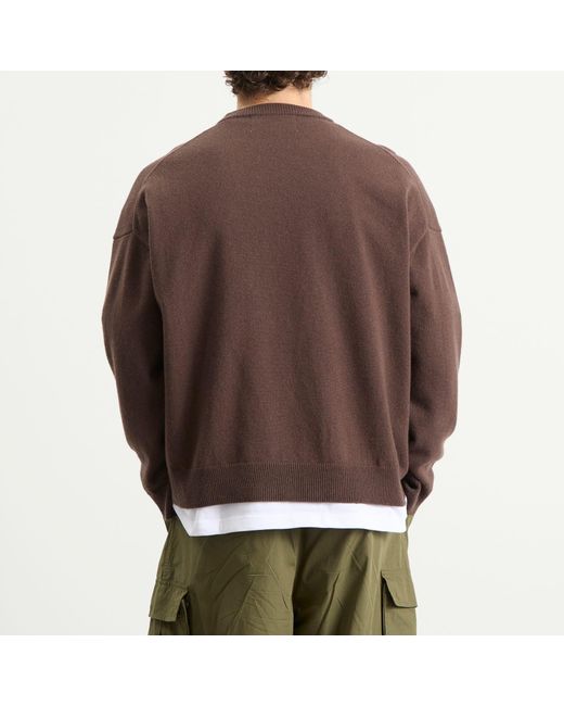 N!CE Brown Intarsia Logo Knit Sweater for men