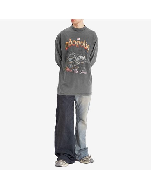【BALENCIAGA】Men's Tbilisi T-shirt Oversized in Black Faded Men's Tbilisi T-shirt Oversized in Black Faded | Balenciaga US