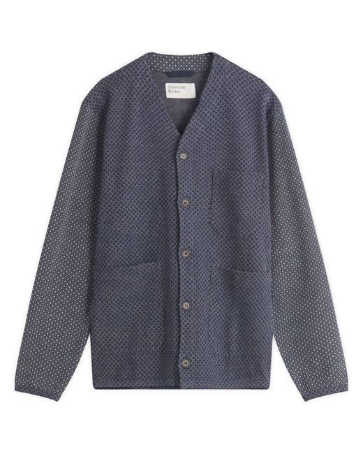 Universal Works Blue Jacquard Cardigan for men