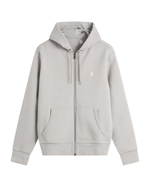 Polo Ralph Lauren Gray Double Knit Tech Zip Hoodie for men