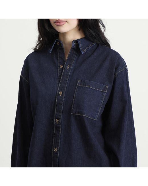 GOOD AMERICAN Blue Denim Oversized Shirt