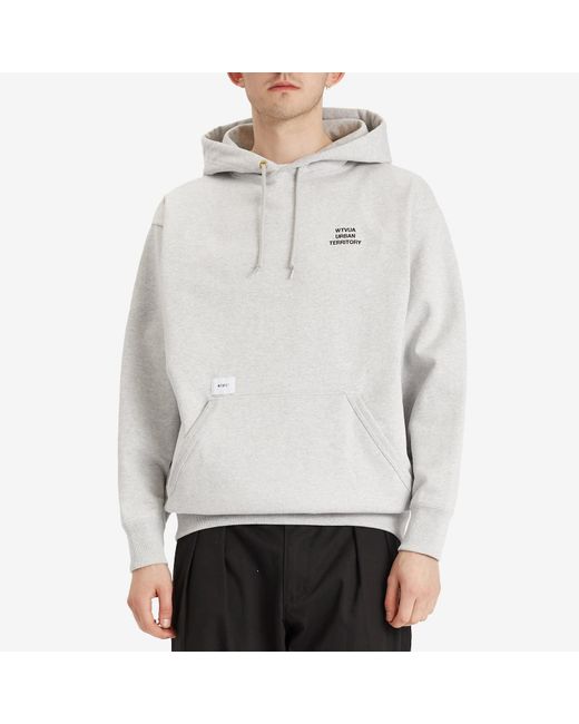 (w)taps White Wut Embroidered Hoodie for men