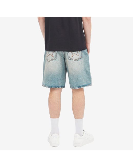 A Bathing Ape Blue Twin Star Denim Shorts for men