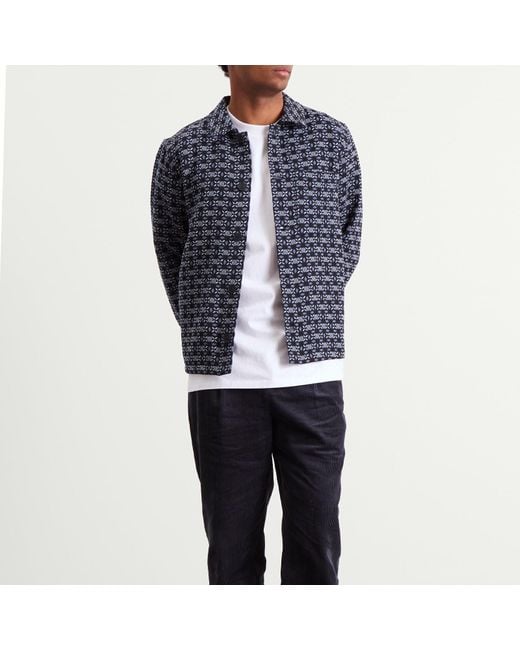 Wax London Black Rockley Geo Jacquard Overshirt for men