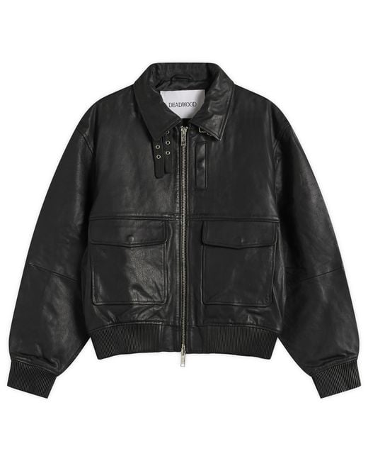 Deadwood Black Wingman Leather Bomber Jacket for men
