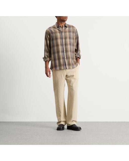 Auralee Brown Super Light Wool Check Shirt for men