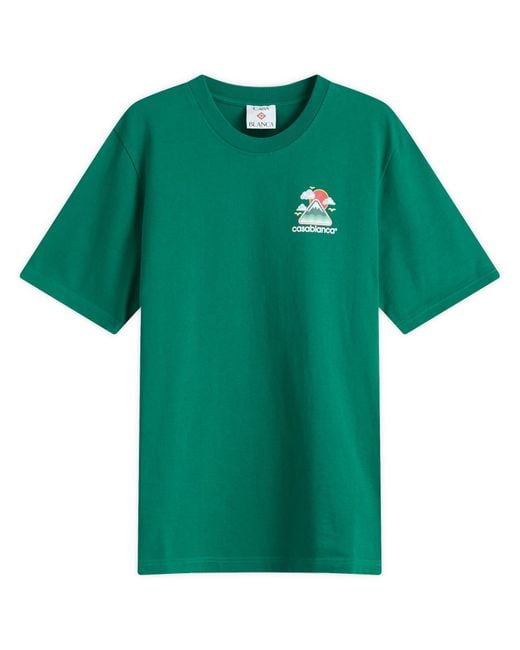 Casablanca Green Montagne Ondulée Screen Printed T-Shirt for men