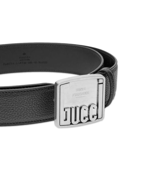 Gucci Black Plaque Buckle Belt for men