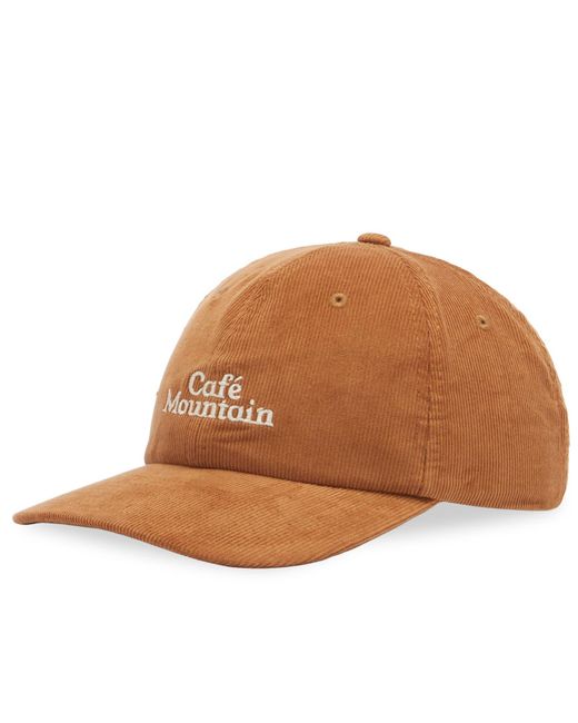 Cafe Mountain Brown Simple Logo Cord Cap for men