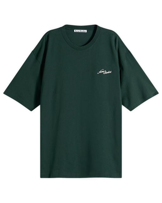 Acne Green Exford Small Venice Logo T-Shirt for men