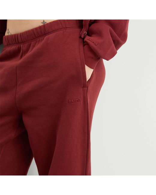Skims Red Cotton Fleece Classic Straight Leg Pant