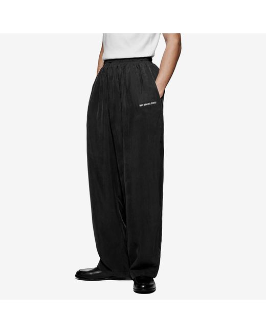 MKI Miyuki-Zoku Black Sandwash Cupro Wide Leg Trousers for men