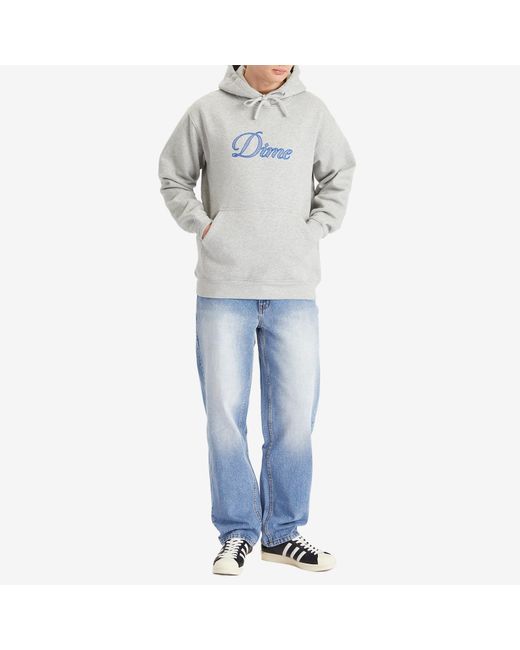 Dime Gray Cursive Logo Hoodie for men