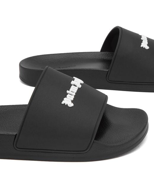 Palm Angels Black Classic Logo Pool Slide