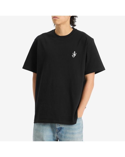 J.W. Anderson Black Jersey Anchor Embroidery T-Shirt for men