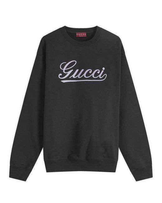 Gucci Black Script Logo Crew Neck Sweatshirt for men