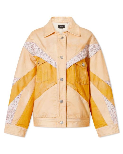 Isabel Marant Nisao Denim Patchwork Jacket in Yellow | Lyst