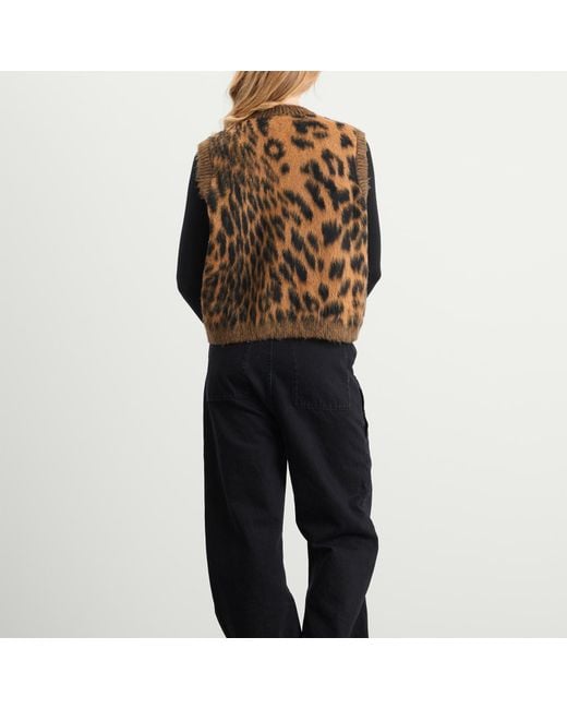 Aries Brown Brushed Leopard Vest
