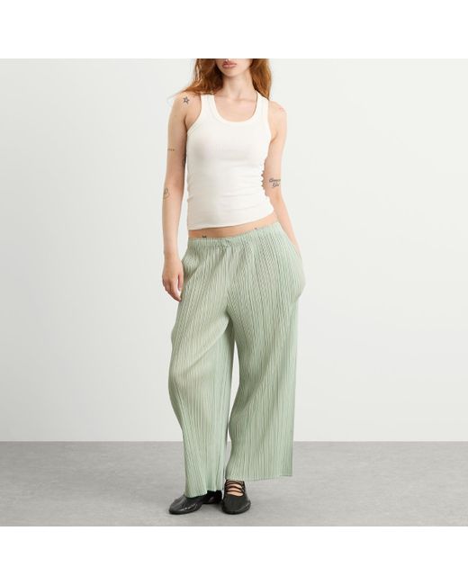 Pleats Please Issey Miyake Green Pleated Trousers