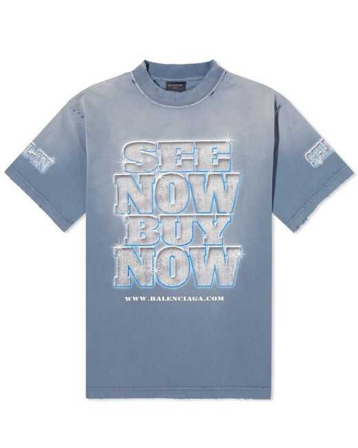 Balenciaga Blue See Now Buy Now T-Shirt for men