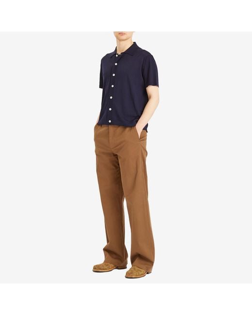 Second/Layer Blue Button Through Knitted Shirt for men