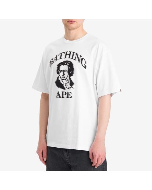 A Bathing Ape White Beethoven Graphic Relaxed Fit Tee for men