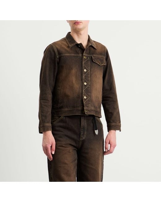 Carter Young Brown Arch Denim Jacket for men