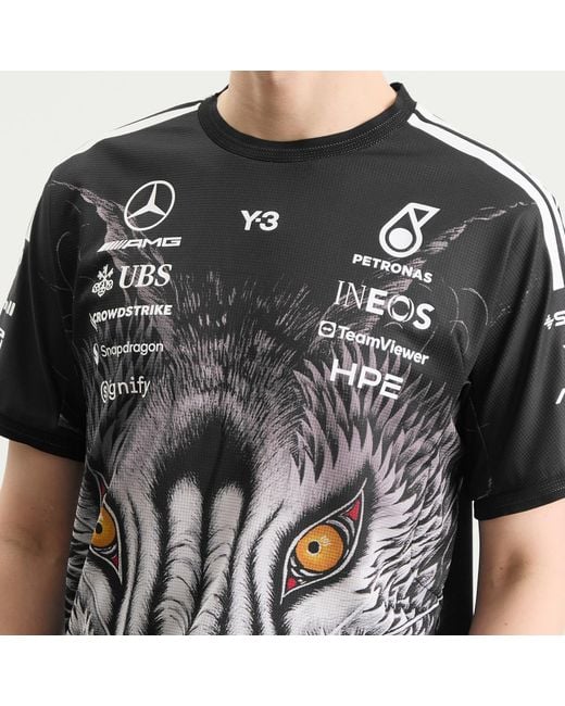 Y-3 Black X Mercedes F1 Driver Short Sleeve Jersey for men