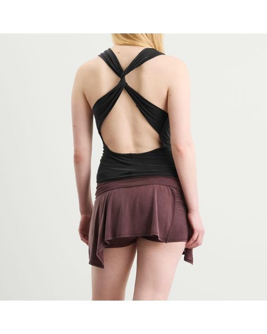 Peachy Den Black Kylie Cross Back Top