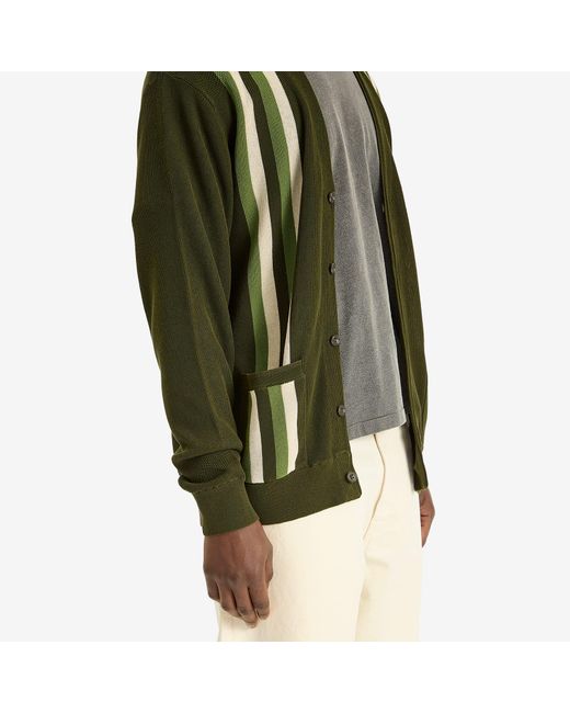 Beams Plus Green Stripe Cardigan for men