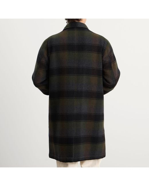 Universal Works Black Berlin Wool Check Account Coat for men