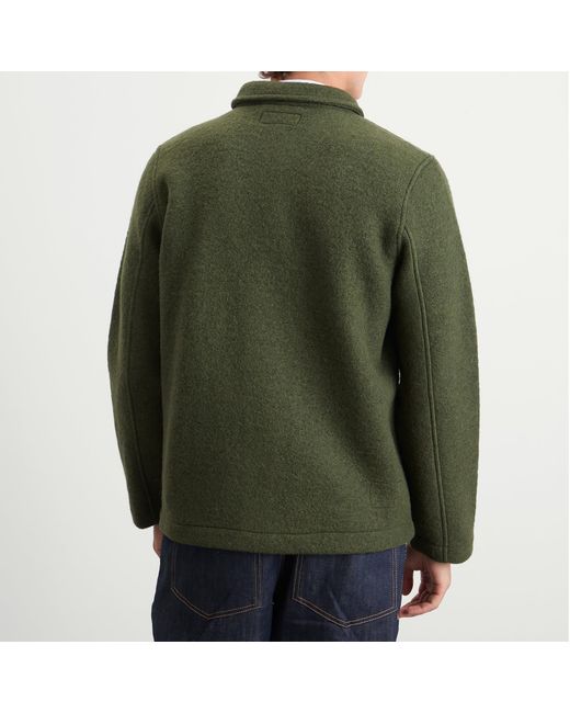 Universal Works Green Wool Fleece Field Jacket for men