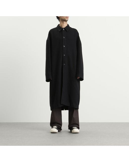 Rick Owens Black Buttoned Brad Coat for men