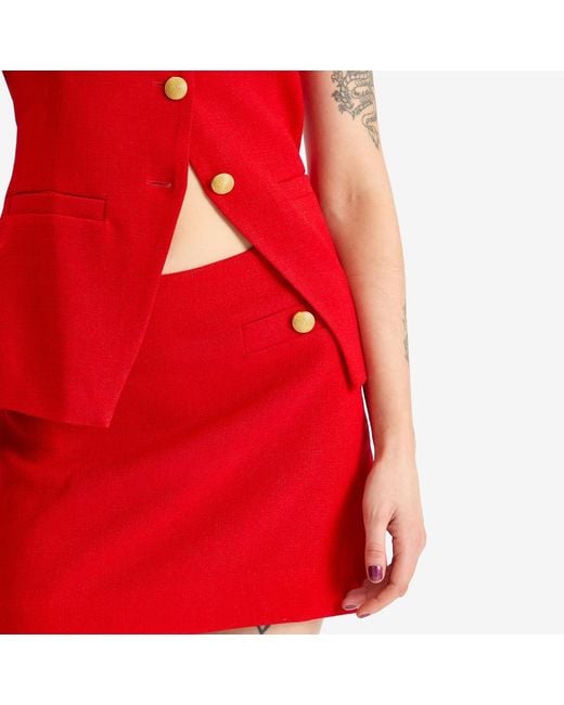 Rixo Red Stefania Mini Skirt