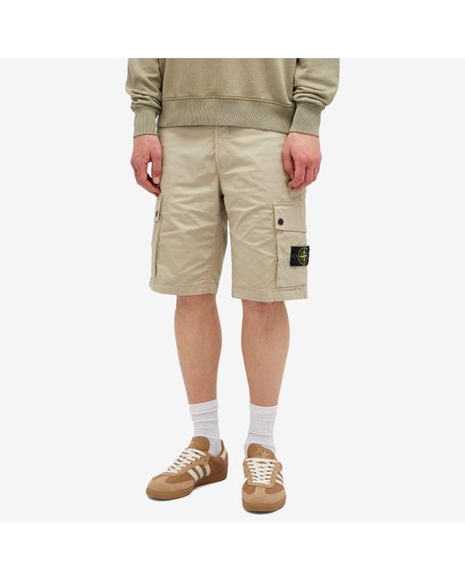 Stone Island Natural Supima Cotton Cargo Shorts for men