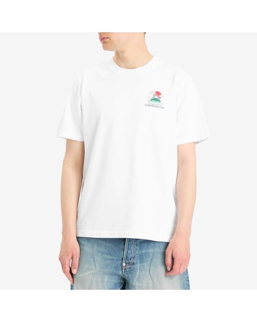 Casablanca White Montagne Ondulée Screen Printed T-Shirt for men