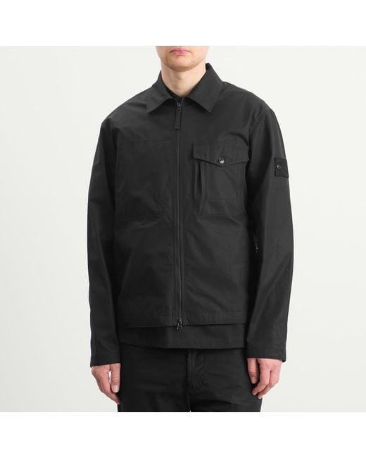 Stone Island Black Ghost Cotton Canvas Zip Shirt Jacket for men