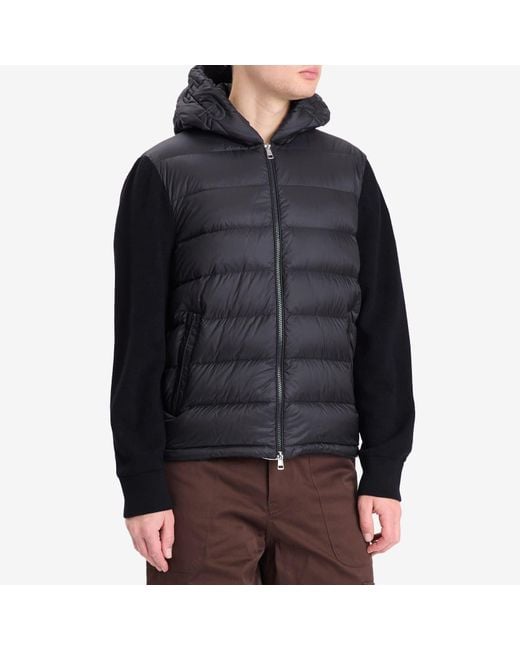 Moncler Black Hybrid Zip Through Hooded Jacket for men