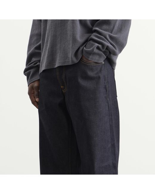 Nudie Jeans Blue Loud Larry Wide Leg Selvedge Denim Jeans for men