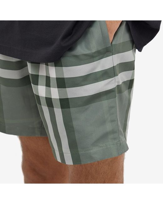 Burberry Synthetic Green Check Print Swim Shorts for Men Mens Clothing Beachwear 