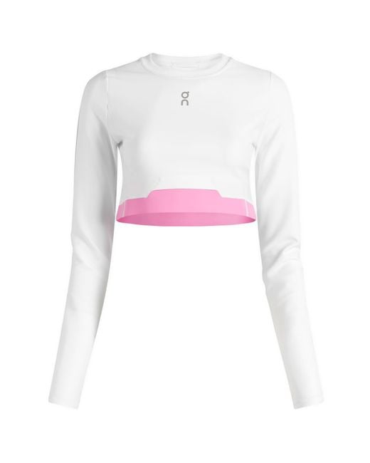 On Shoes White Train Lg Sleeve Crop Top