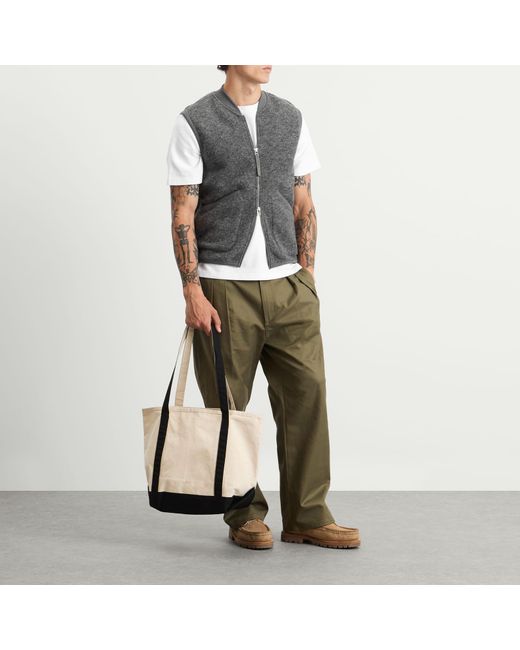 Universal Works Gray Wool Fleece Zip Waistcoat for men