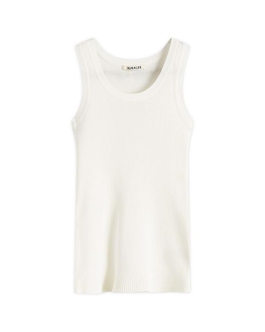 AURALEE Cotton Rib Knit Tank Top in White | Lyst