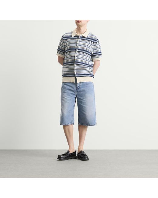 NN07 Blue Nolan Stripe Polo Cardigan for men