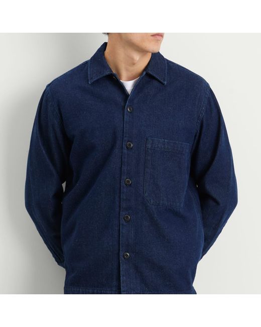 Universal Works Blue Denim Fatigue Overshirt for men