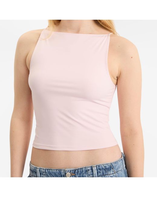 GOOD AMERICAN Pink Weightless Scuba Sleeveless Tank