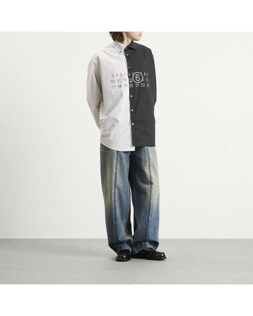Maison Margiela Black Mm6 Bi-Colour Cotton Numbers Shirt for men