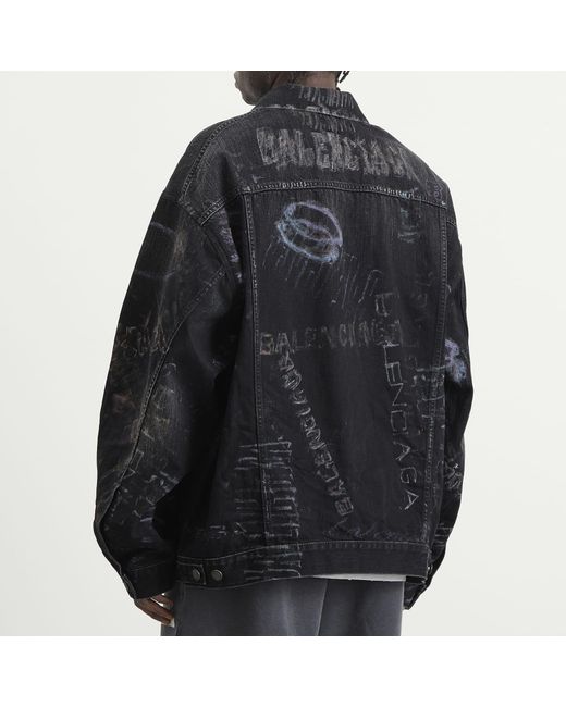 Balenciaga Black Washed Crayon Oversized Jacket for men